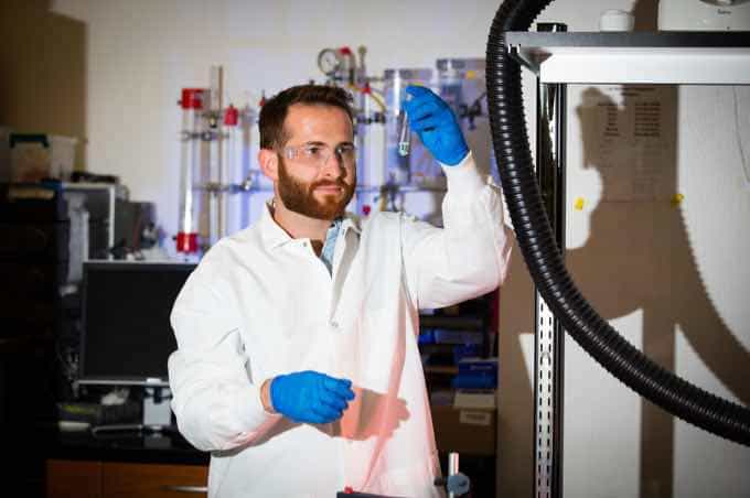 Student conducting research in lab